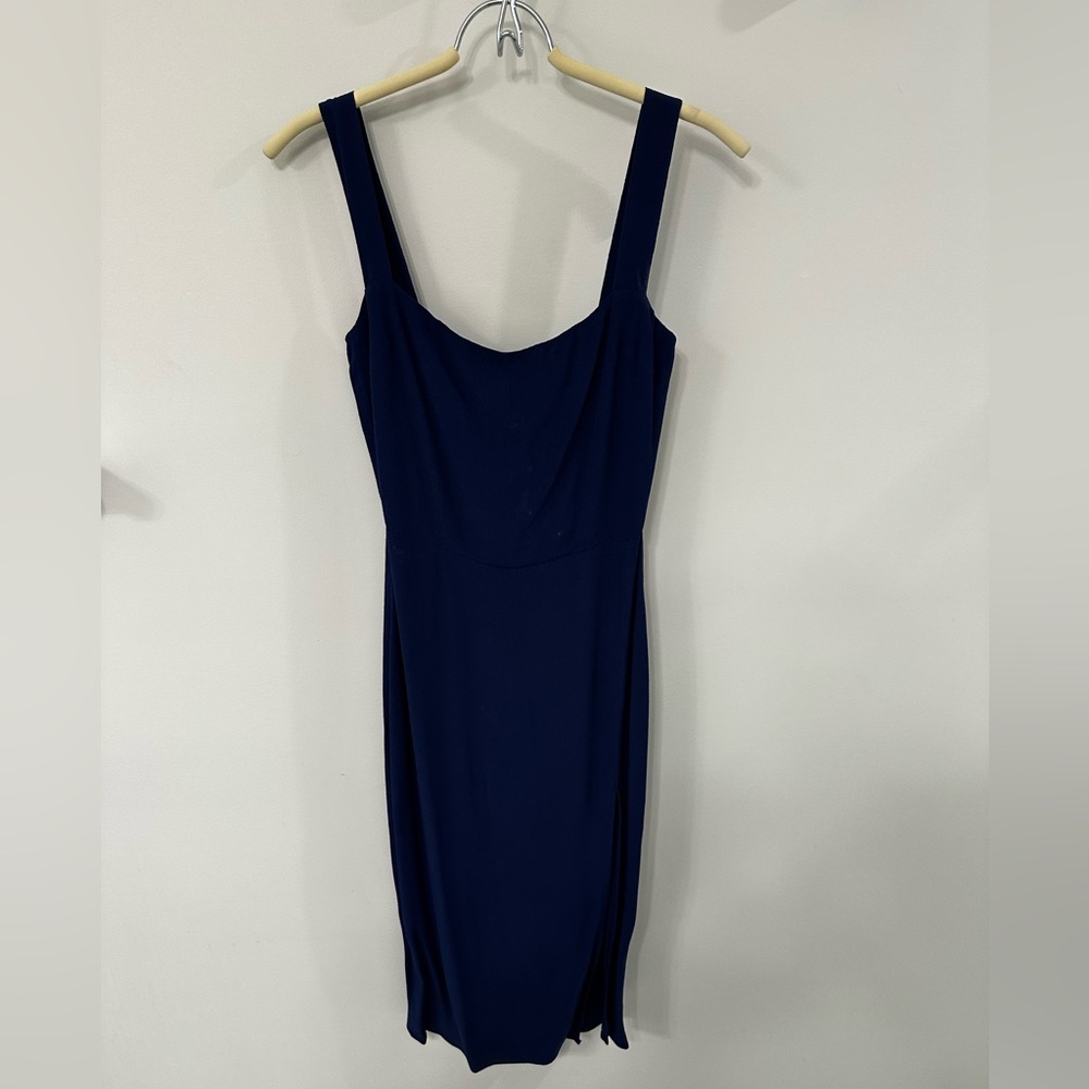 Reformation Navy Square-Neck Midi Dress